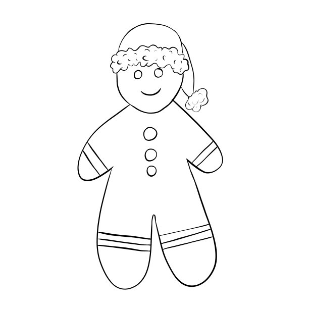 圣诞姜饼姜饼，黑白插画极简风格图片下载