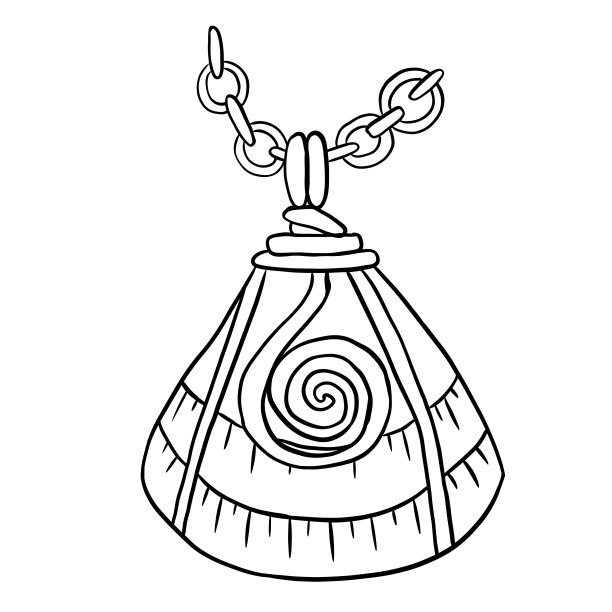 贝壳吊坠与电线在黑白线艺术风格图片下载