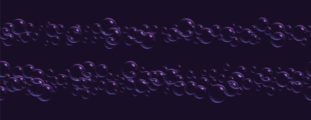 逼真的肥皂泡边界，无缝的沐浴泡沫，蓝色彩虹洗发水泡沫孤立在黑暗的背景。图片下载