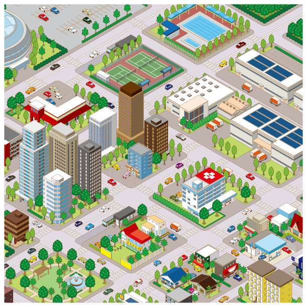 城市景观的三维视图。城市景观。图片下载