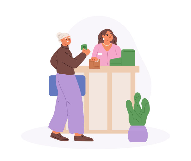 年长的妇女在邮局支付账单或购买邮票和信封发送信件图片下载