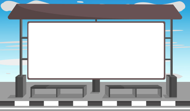 平面设计的公交车站和天空背景的复制空间。白板矢量信息图图片下载