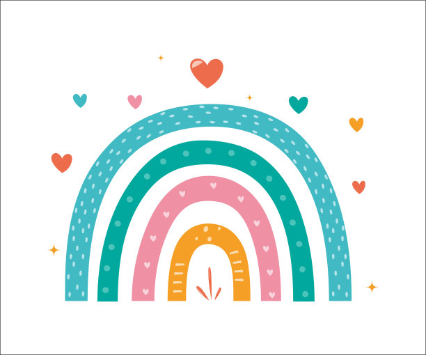 手绘彩虹。创造性的斯堪的纳维亚儿童质地的织物，包装，纺织品，墙纸，服装。可爱的孩子矢量插画。图片下载