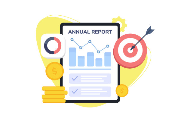 平板向量的财务报告。图片下载