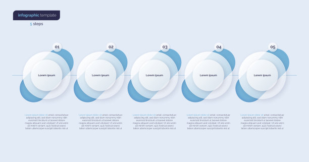 由5个圆组成的矢量梯度极简信息图模板图片下载