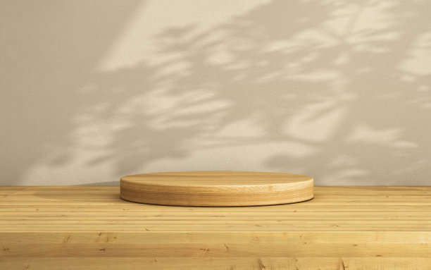 3d渲染圆裙木材质显示背景，为产品。库存图片图片下载