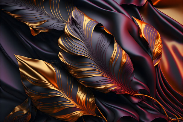 3d渲染抽象背景叶布真丝面料，奢华图案，现代，未来感。设计纺织品的艺术垂直模板图片下载