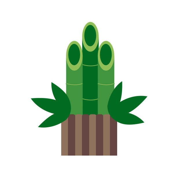 日本传统竹装饰(kadomatsu)插画用于新年贺卡设计等。图片下载