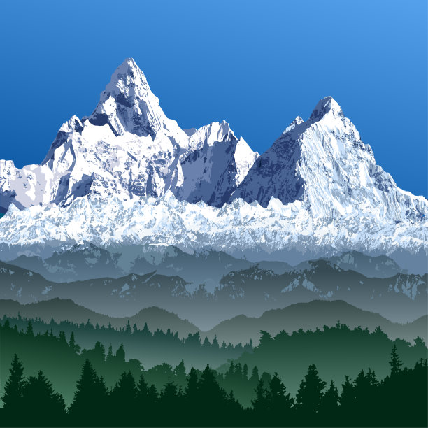 喜马拉雅山脉矢量图图片下载
