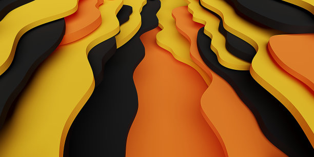 剪纸表面是分层弯曲的3D插画图片下载