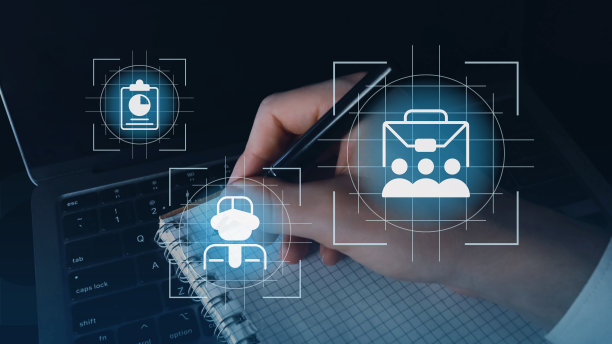 成功的求职特写概念图像与白色雕文图标图片下载