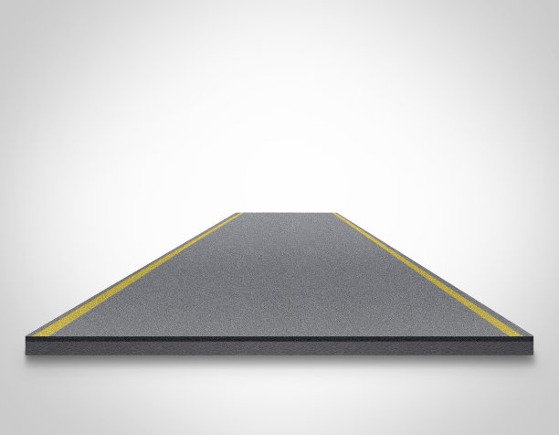 旅游和度假道路广告的三维插画，弯曲的道路和高速公路孤立的广告。笔直的道路与云插画。高速公路设计广告。孤立的背景。图片下载