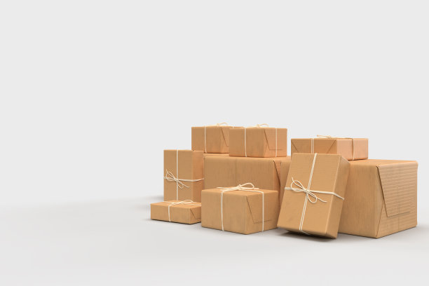 纸板箱包装用纸。配送、货物、物流运输仓储仓储概念。三维渲染图片下载