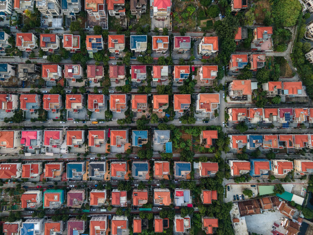 山上别墅区域的俯视图图片下载