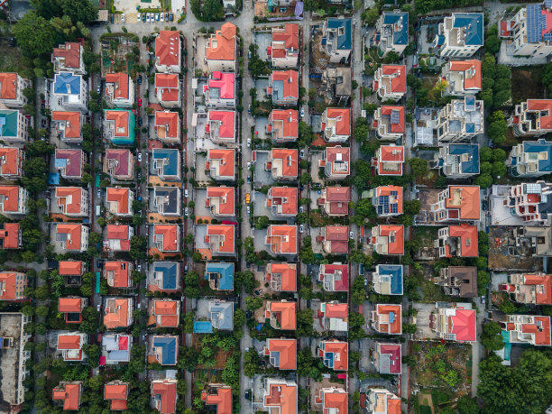 山上别墅区域的俯视图图片下载