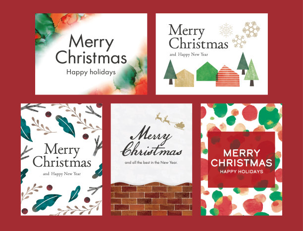 水彩圣诞卡设计模板图片下载