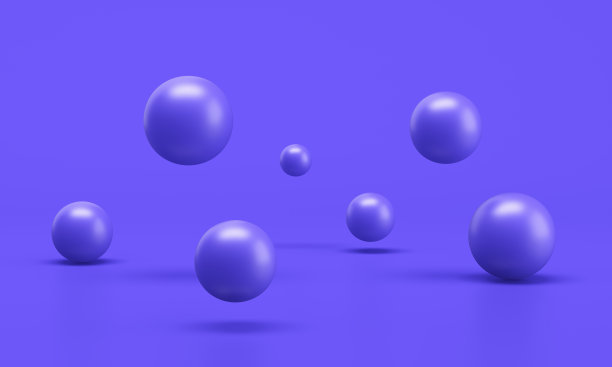 蓝色背景上孤立的一组蓝色球体图片下载