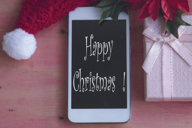 带有圣诞装饰的手机图片下载