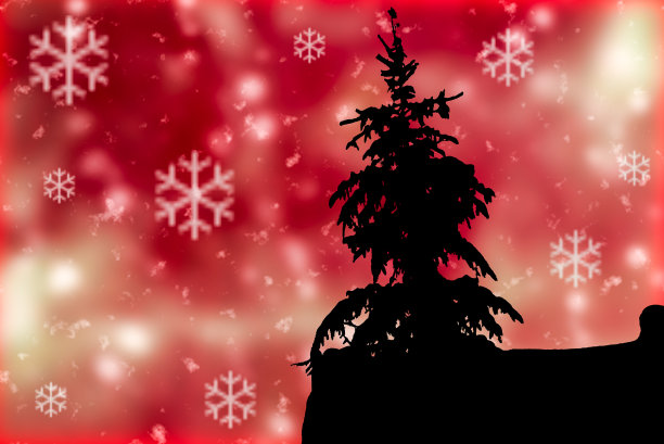 红色的圣诞和新年快乐卡片，上面有雪花图片下载