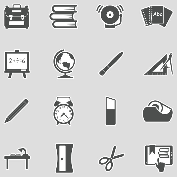 回到学校图标。贴纸设计。矢量插图。图片下载