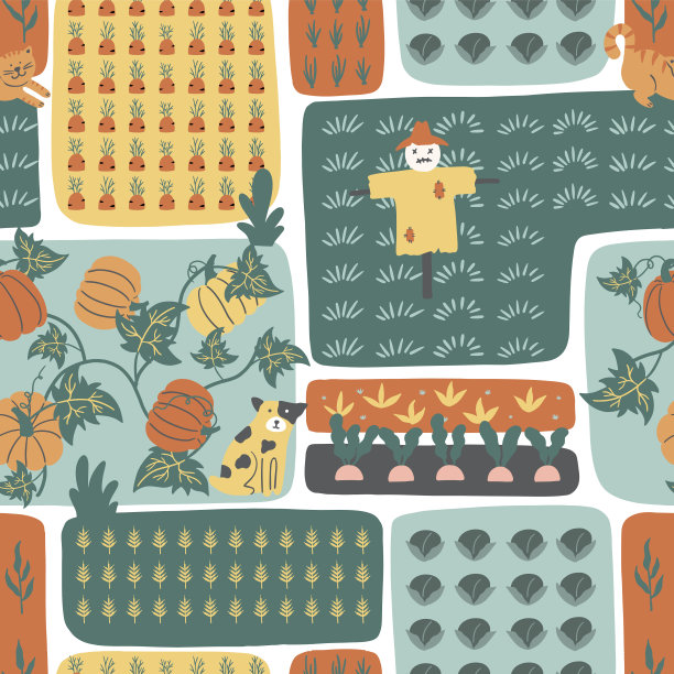 花园与收获的图案无缝衔接。图片下载