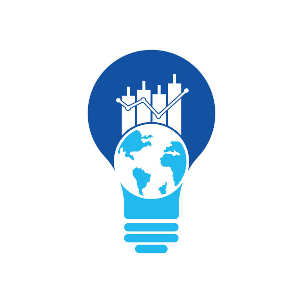 世界财经和灯泡造型概念logo设计概念。图片下载