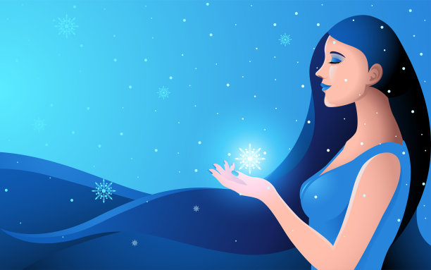 冬天里留着长发的美女图片下载