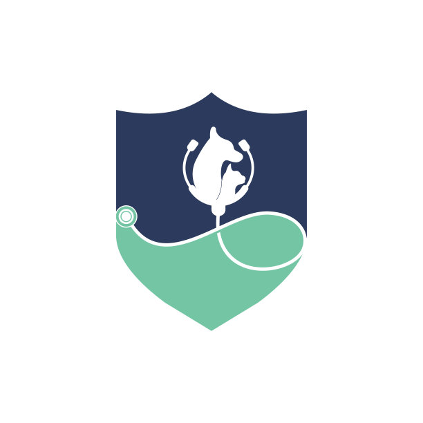 宠物护理矢量标志设计模板。兽医与听诊器标志设计。图片下载