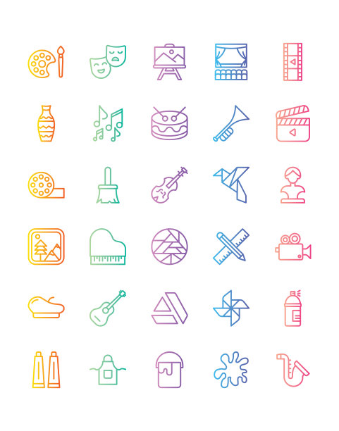 arts图标设置30孤立在白色背景图片下载