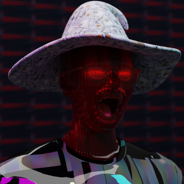 magu cyborg艺术概念人工智能美元helloween参数在web 3.0代表NFTs和区块链市场3d插图的现代性图片下载