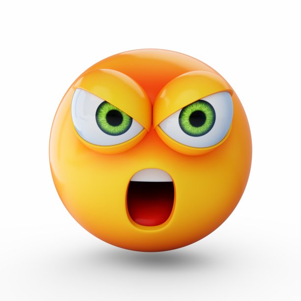 3D渲染在白色背景上孤立的愤怒表情符号图片下载