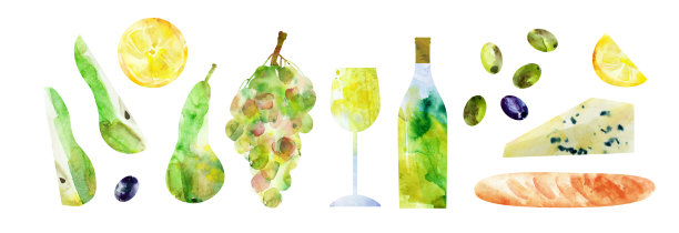水彩抽象食物和饮料插图图片下载