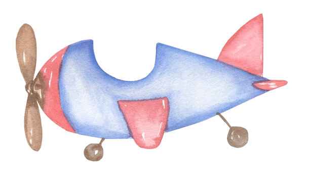 水彩运输插画，可爱的平面打印剪贴艺术，手绘儿童派对剪贴画。蓝红飞机，苗圃运输。艺术品的纺织品，织物，纪念品，婴儿淋浴，贺卡图片下载