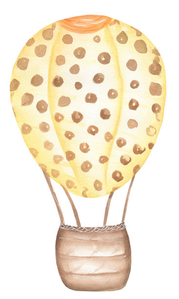 水彩运输插画，可爱的孩子气球打印剪贴艺术，手绘孩子聚会剪贴画。黄色气球运输。艺术品的纺织品，织物，纪念品，婴儿淋浴，贺卡图片下载