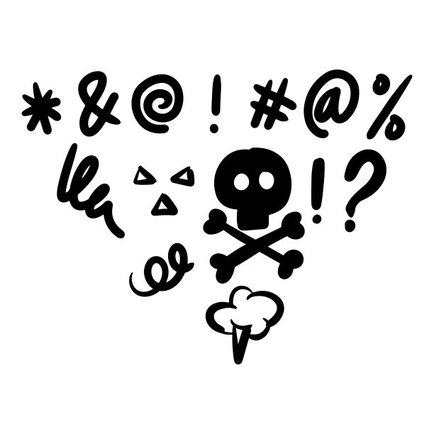 涂鸦素描风格的骂人图标卡通手绘插画为概念设计。图片下载