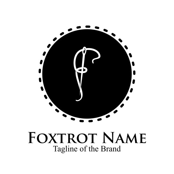 裁缝标志，线和针的首字母F。矢量插画最佳标志设计。图片下载