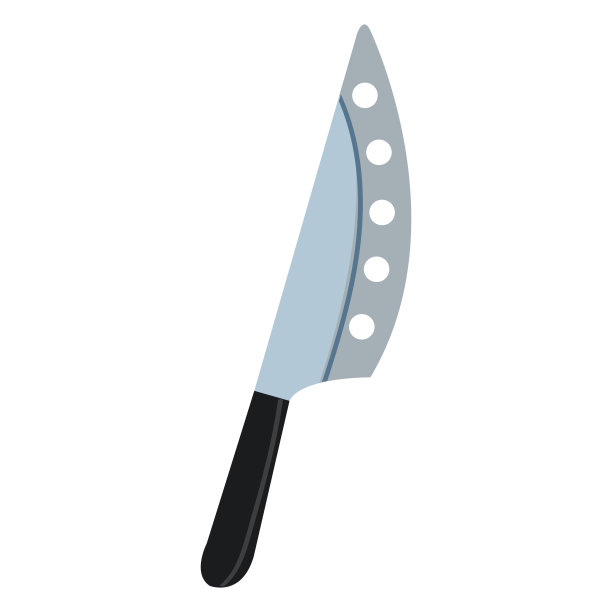 可爱的卡通风格的厨师刀与黑色的手柄。图片下载
