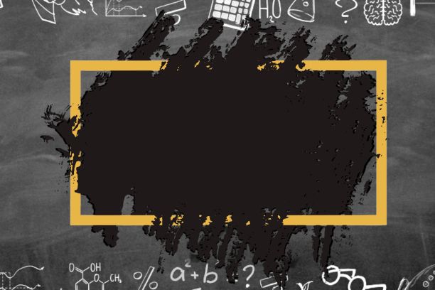 黑板上画着科学的图画，中间用黑色笔画出了空白图片下载