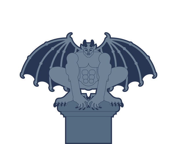 滴水嘴孤立。石魔性，怪物。神奇的建筑。图片下载