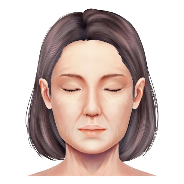 前脸插图的现实主义中年妇女闭着眼睛光栅材料图片下载