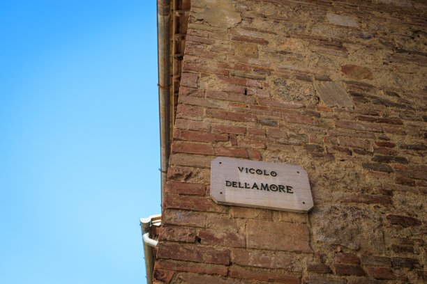 意大利老城街道上的街道名称标志图片下载