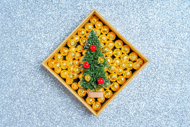 盒子里的微型圣诞树图片下载