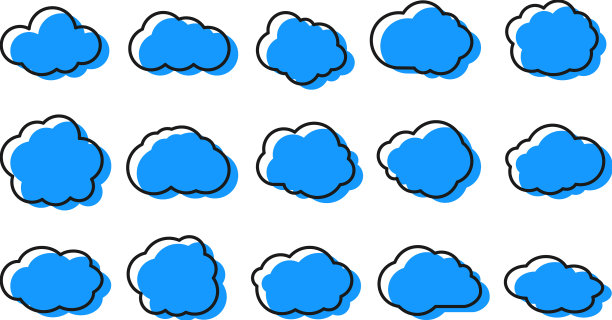 云朵霓虹图标集蓝色云朵简约时尚图片下载