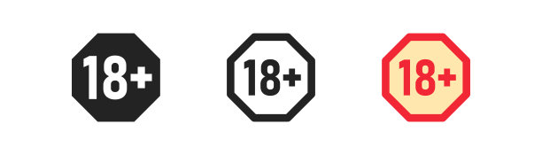 在十八年的禁酒令下，以白人为背景。成人只警告概念。年龄限制标志。18岁以上。彩色平面设计。图片下载