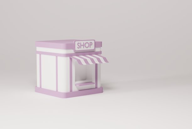 带有单词Shop的商店模型。图片下载