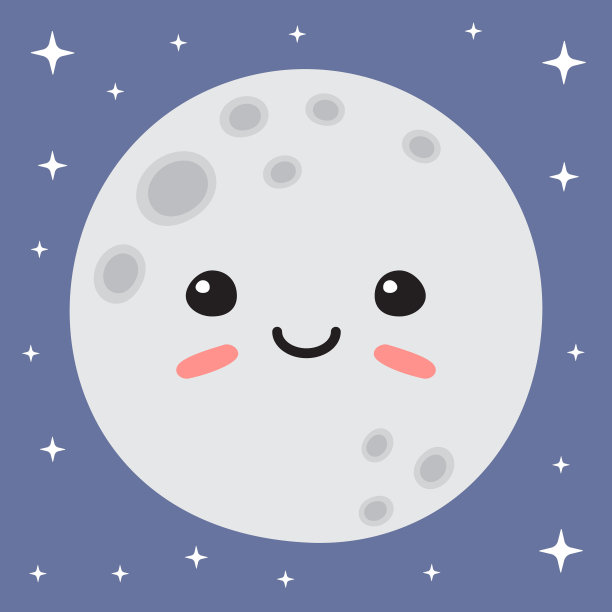 矢量平手画月亮与脸图片下载