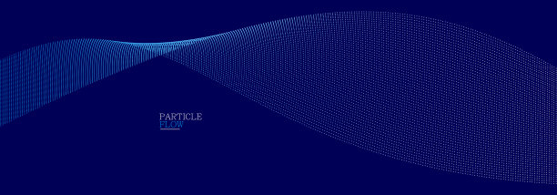 深蓝色通风颗粒流动矢量设计，抽象背景波流动点阵列，数字未来插画，纳米技术主题。图片下载