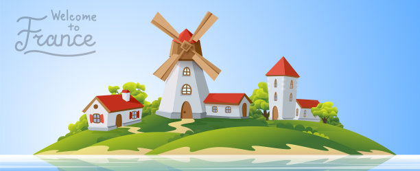 法国古老的传统农场小镇。图片下载