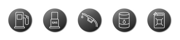 加油站图标设置。汽油相关符号。平面矢量插图。图片下载