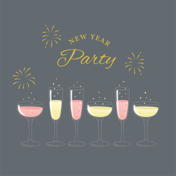 新年派对的香槟插画图片下载